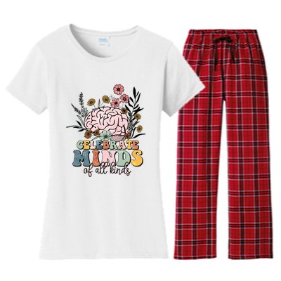 Celebrate Minds Of All Kinds Autism Awareness Women's Flannel Pajama Set