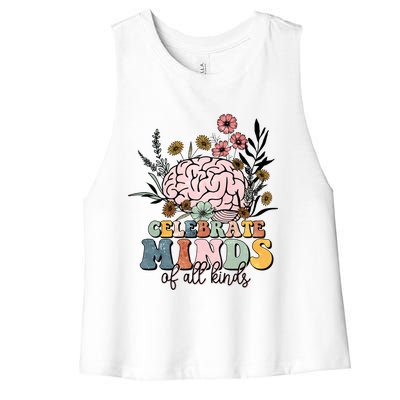 Celebrate Minds Of All Kinds Autism Awareness Women's Racerback Cropped Tank