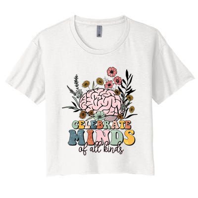 Celebrate Minds Of All Kinds Autism Awareness Women's Crop Top Tee