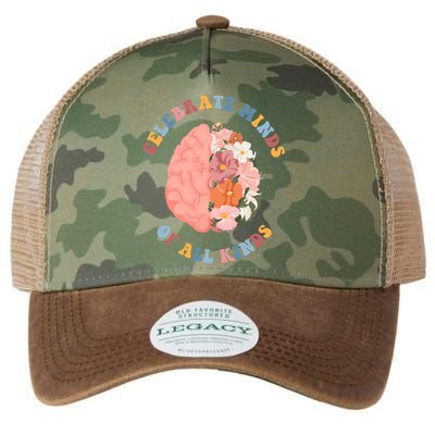 Celebrate Minds Of All Kinds Floral Brain Legacy Tie Dye Trucker Hat