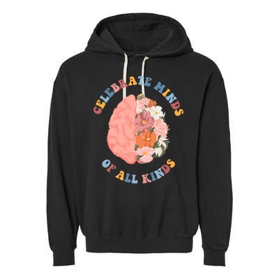 Celebrate Minds Of All Kinds Floral Brain Garment-Dyed Fleece Hoodie