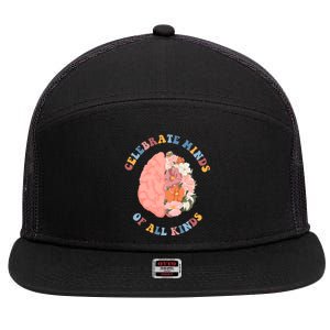 Celebrate Minds Of All Kinds Floral Brain 7 Panel Mesh Trucker Snapback Hat