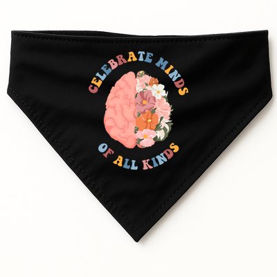 Celebrate Minds Of All Kinds Floral Brain USA-Made Doggie Bandana