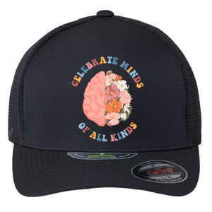 Celebrate Minds Of All Kinds Floral Brain Flexfit Unipanel Trucker Cap