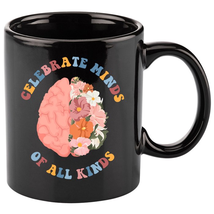 Celebrate Minds Of All Kinds Floral Brain 11oz C Handle Ceramic Mug