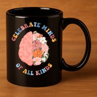 Celebrate Minds Of All Kinds Floral Brain 11oz C Handle Ceramic Mug