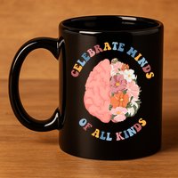 Celebrate Minds Of All Kinds Floral Brain 11oz C Handle Ceramic Mug