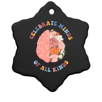 Celebrate Minds Of All Kinds Floral Brain Ceramic Star Ornament