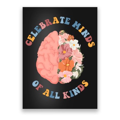 Celebrate Minds Of All Kinds Floral Brain Poster