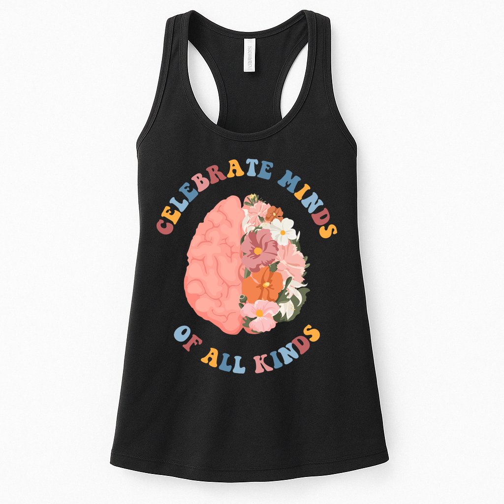 Celebrate Minds Of All Kinds Floral Brain Womens Tank Top