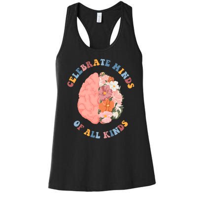 Celebrate Minds Of All Kinds Floral Brain Women's Racerback Tank