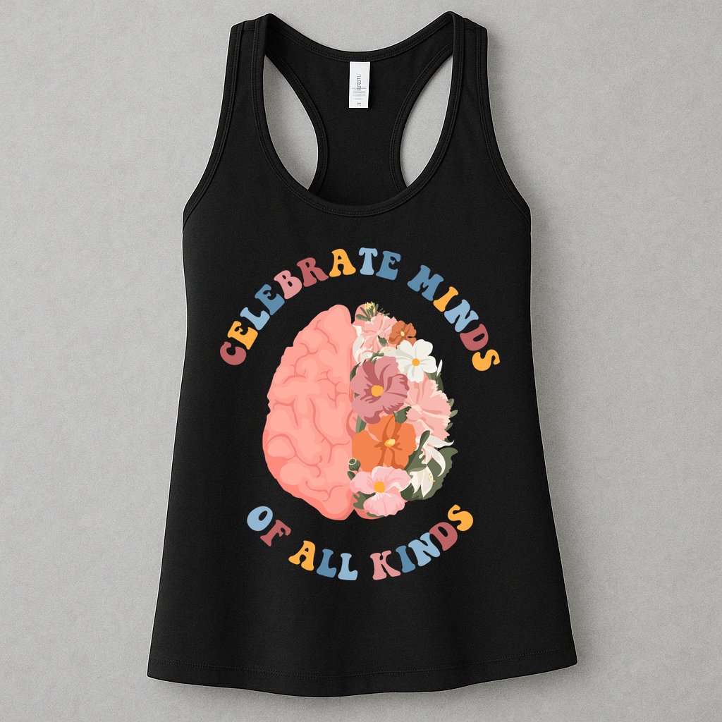 Celebrate Minds Of All Kinds Floral Brain Womens Tank Top