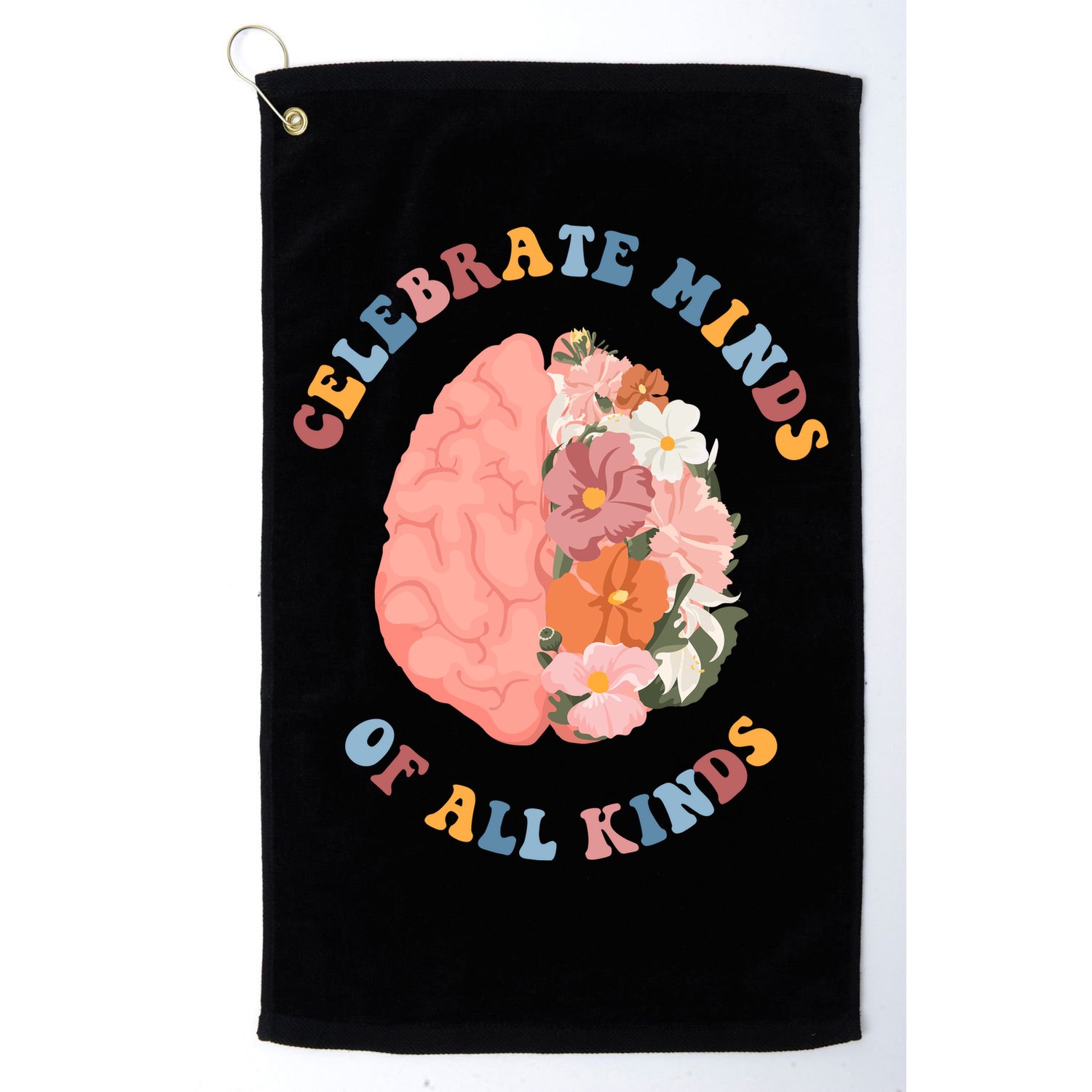 Celebrate Minds Of All Kinds Floral Brain Golf Towel