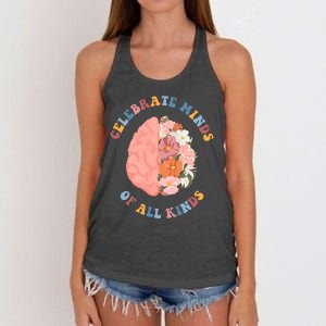 Celebrate Minds Of All Kinds Floral Brain Women's Knotted Racerback Tank