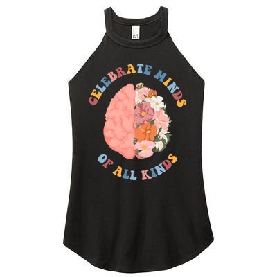 Celebrate Minds Of All Kinds Floral Brain Women's Perfect Tri Rocker Tank