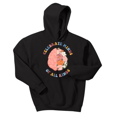 Celebrate Minds Of All Kinds Floral Brain Kids Hoodie