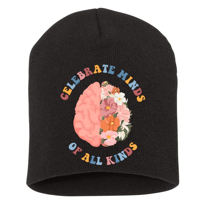 Celebrate Minds Of All Kinds Floral Brain Short Acrylic Beanie