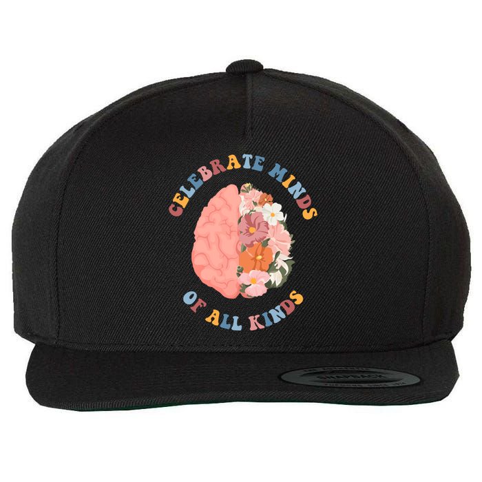 Celebrate Minds Of All Kinds Floral Brain Wool Snapback Cap