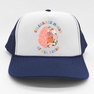 Celebrate Minds Of All Kinds Floral Brain Trucker Hat