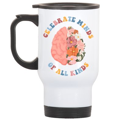 Celebrate Minds Of All Kinds Floral Brain Stainless Steel Travel Mug