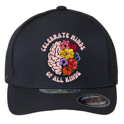 Celebrate Minds Of All Kinds Neurodiversity Autism Awareness Flexfit Unipanel Trucker Cap