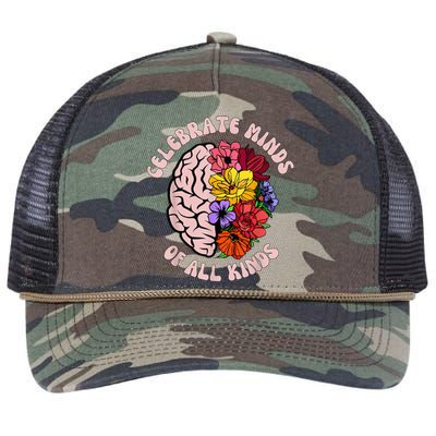 Celebrate Minds Of All Kinds Neurodiversity Autism Awareness Retro Rope Trucker Hat Cap