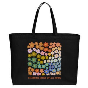 Celebrate Minds Of All Kinds Flowers Neurodiversity Autism Cotton Canvas Jumbo Tote