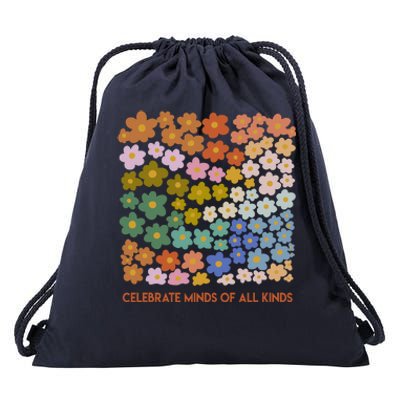 Celebrate Minds Of All Kinds Flowers Neurodiversity Autism Drawstring Bag