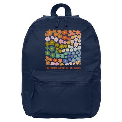 Celebrate Minds Of All Kinds Flowers Neurodiversity Autism 16 in Basic Backpack