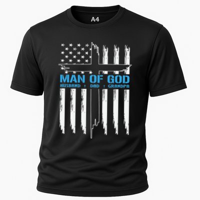 Christian Man Of God Cross American Flag Jesus Cooling Performance Crew T-Shirt