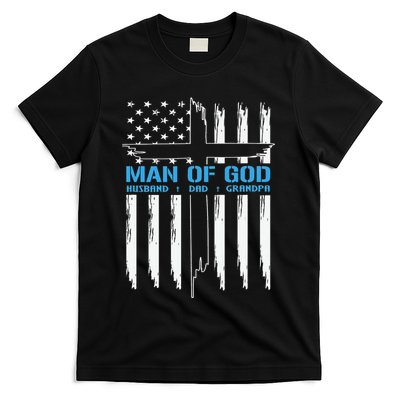 Christian Man Of God Cross American Flag Jesus T-Shirt