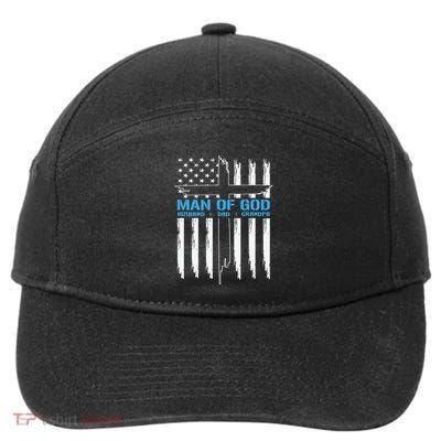 Christian Man Of God Cross American Flag Jesus 7-Panel Snapback Hat