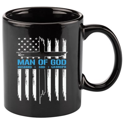 Christian Man Of God Cross American Flag Jesus 11oz C Handle Ceramic Mug