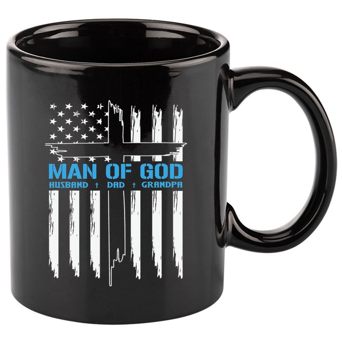 Christian Man Of God Cross American Flag Jesus 11oz C Handle Ceramic Mug