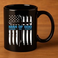 Christian Man Of God Cross American Flag Jesus 11oz C Handle Ceramic Mug