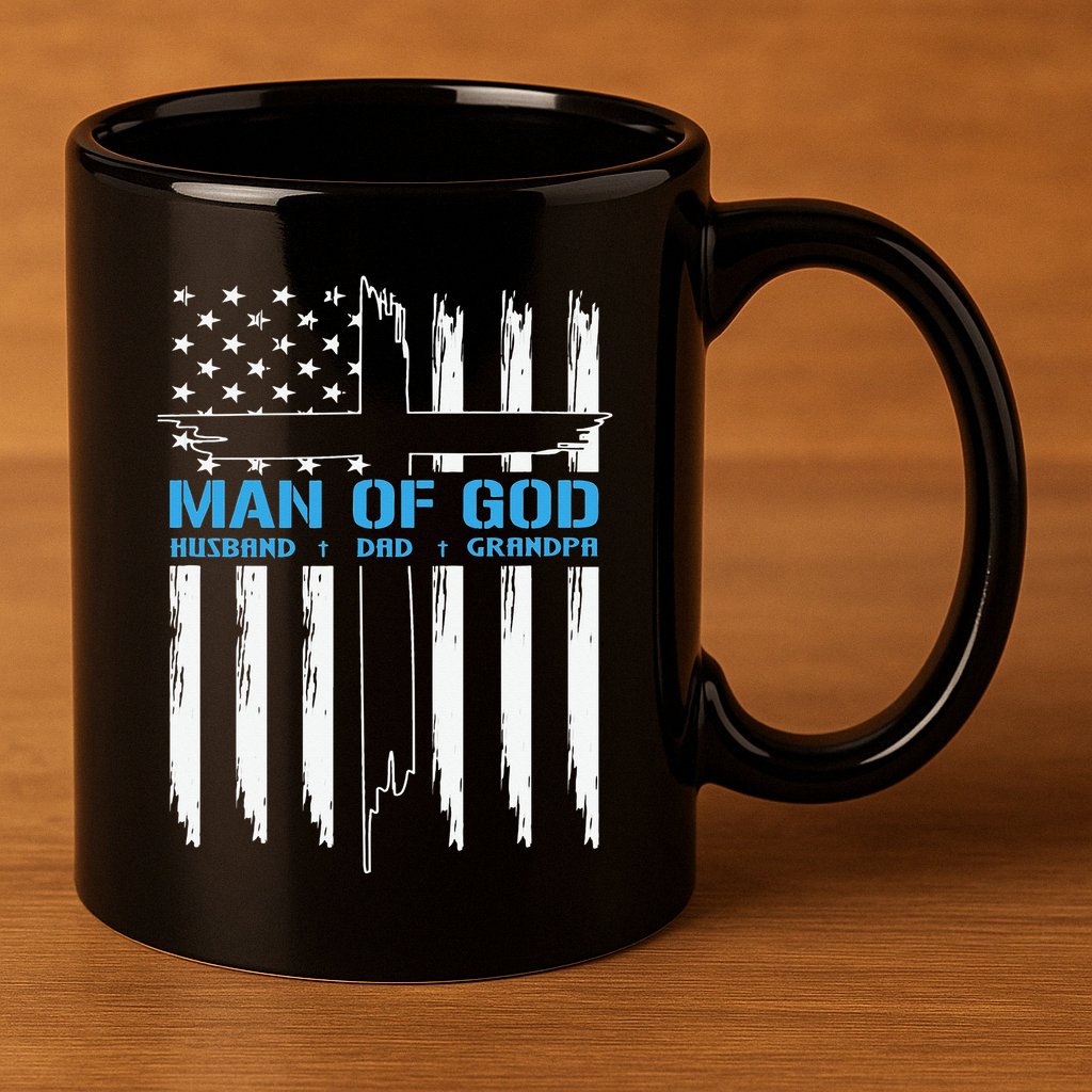 Christian Man Of God Cross American Flag Jesus 11oz C Handle Ceramic Mug