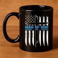 Christian Man Of God Cross American Flag Jesus 11oz C Handle Ceramic Mug
