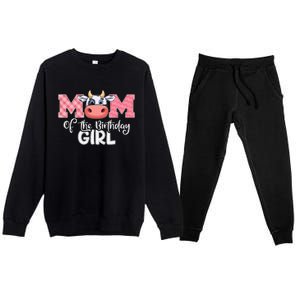 cute Mom of The Birthday Cow Family Farm Premium Crewneck Sweatsuit Set