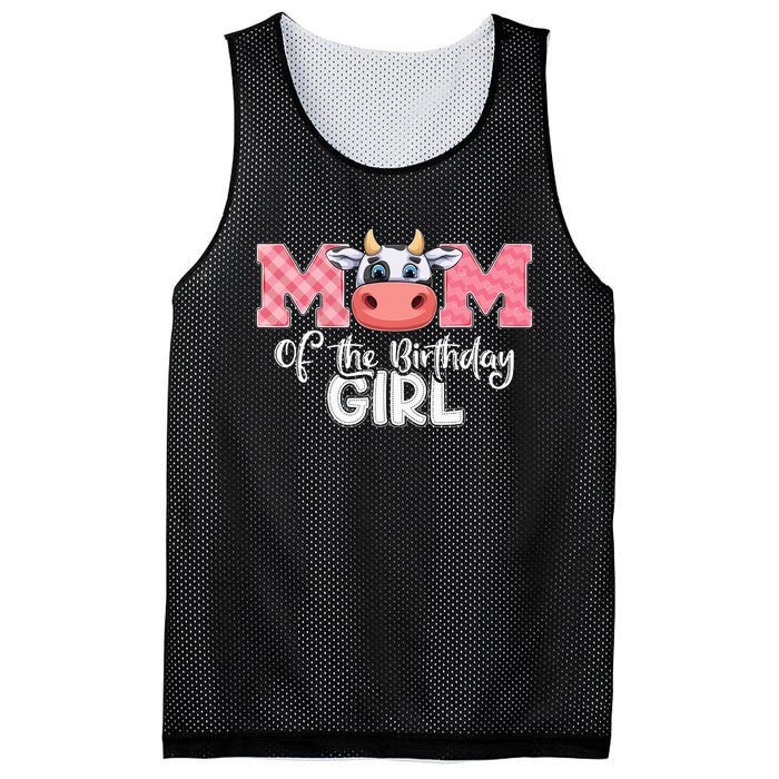 cute Mom of The Birthday Cow Family Farm Mesh Reversible Basketball Jersey Tank