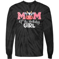 cute Mom of The Birthday Cow Family Farm Tie-Dye Long Sleeve Shirt