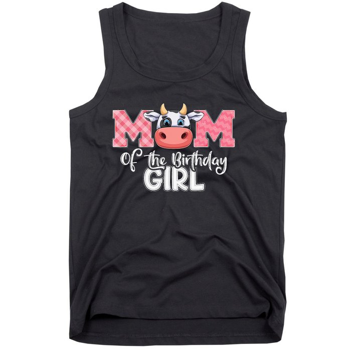 cute Mom of The Birthday Cow Family Farm Tank Top