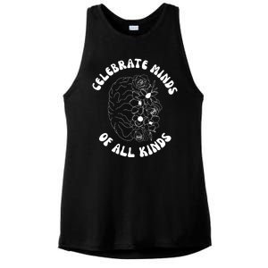 Celebrate Minds Of All Kinds Floral Brain Ladies PosiCharge Tri-Blend Wicking Tank