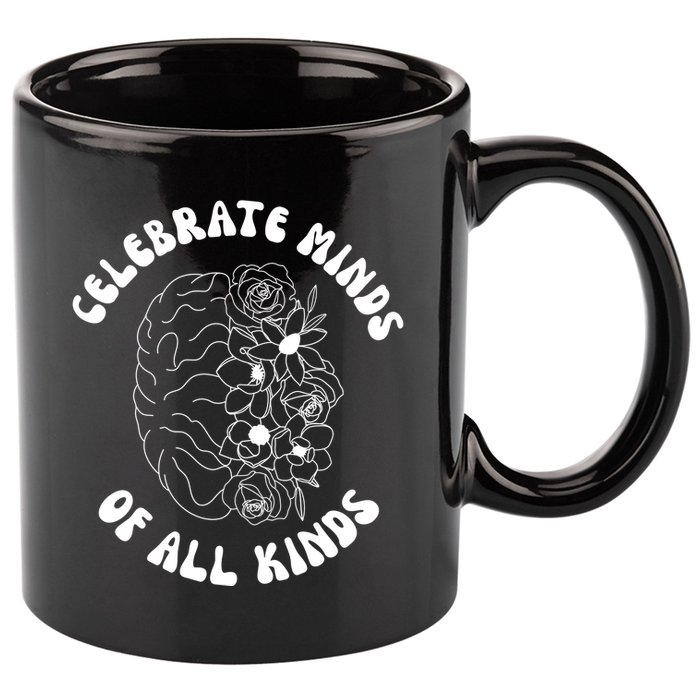 Celebrate Minds Of All Kinds Floral Brain 11oz C Handle Ceramic Mug