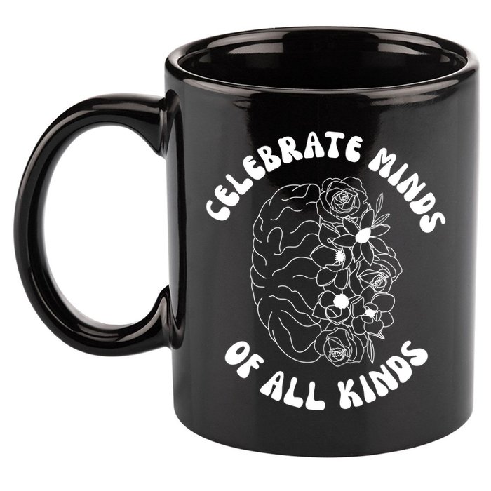Celebrate Minds Of All Kinds Floral Brain 11oz C Handle Ceramic Mug