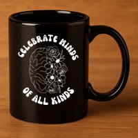 Celebrate Minds Of All Kinds Floral Brain 11oz C Handle Ceramic Mug