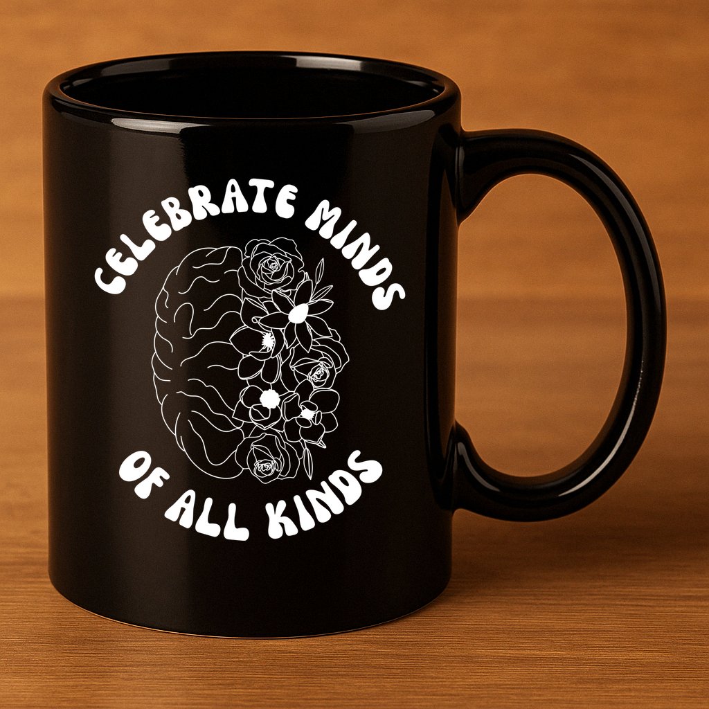 Celebrate Minds Of All Kinds Floral Brain 11oz C Handle Ceramic Mug