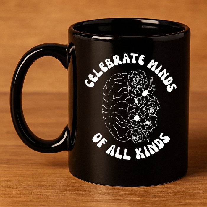 Celebrate Minds Of All Kinds Floral Brain 11oz C Handle Ceramic Mug
