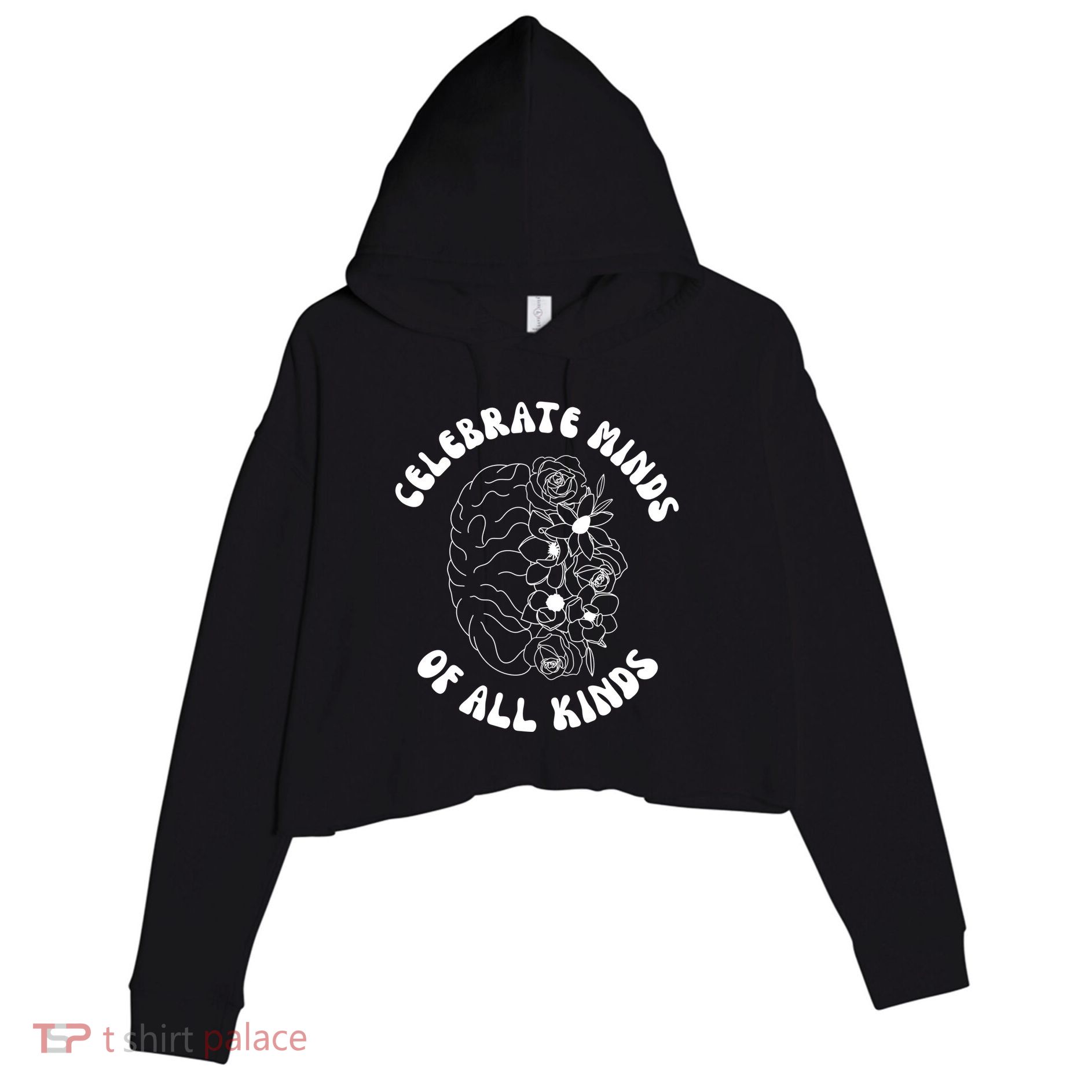 Celebrate Minds Of All Kinds Floral Brain Crop Fleece Hoodie
