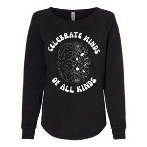 Celebrate Minds Of All Kinds Floral Brain Womens California Wash Sweatshirt