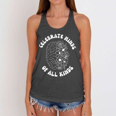 Celebrate Minds Of All Kinds Floral Brain Women's Knotted Racerback Tank